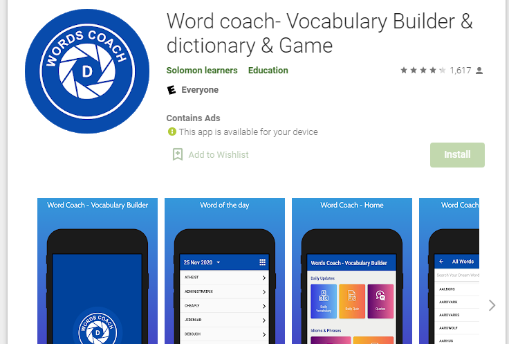 Google word coach